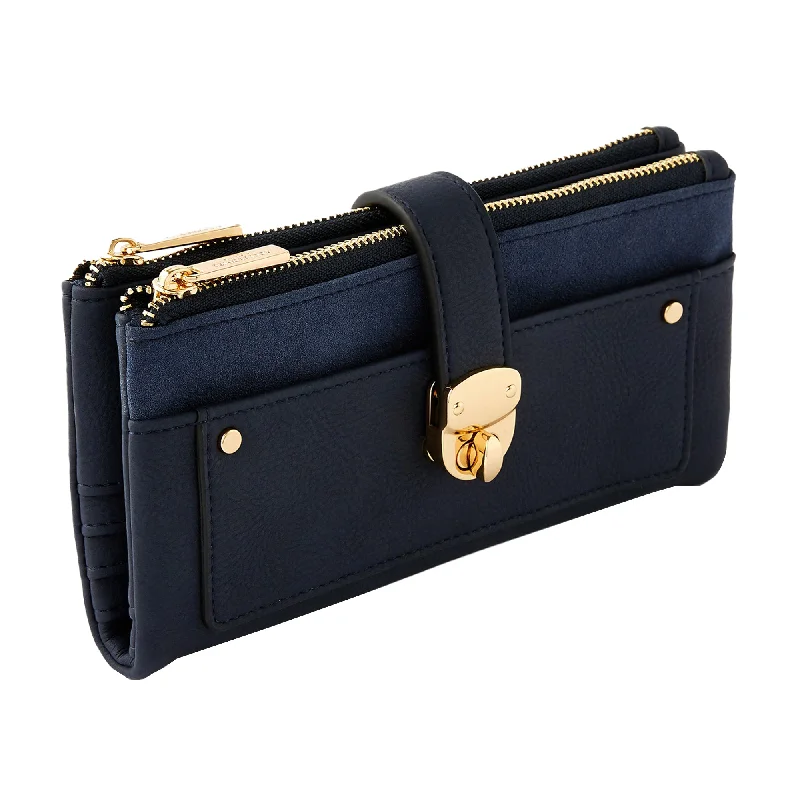 Accessorize London women's Blue Freya Push Lock Wallet purse