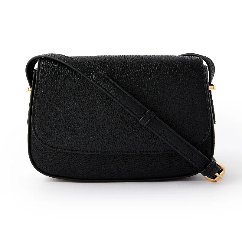 Accessorize London Women's Faux Leather Ruby Saddle Bag-Black