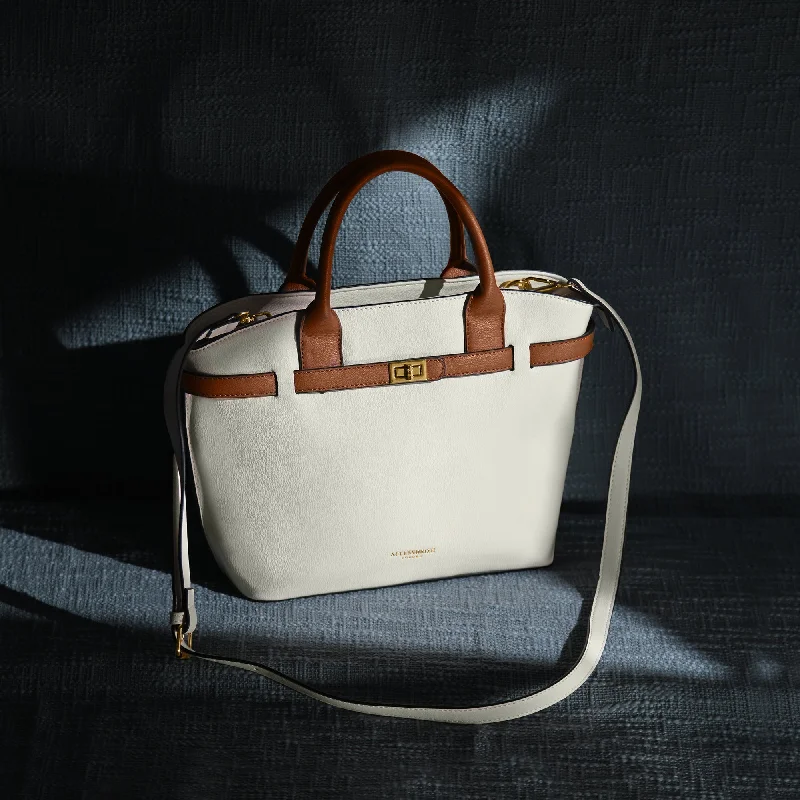 Accessorize London Women's Faux Leather White Rosaline colorblock handheld Bag