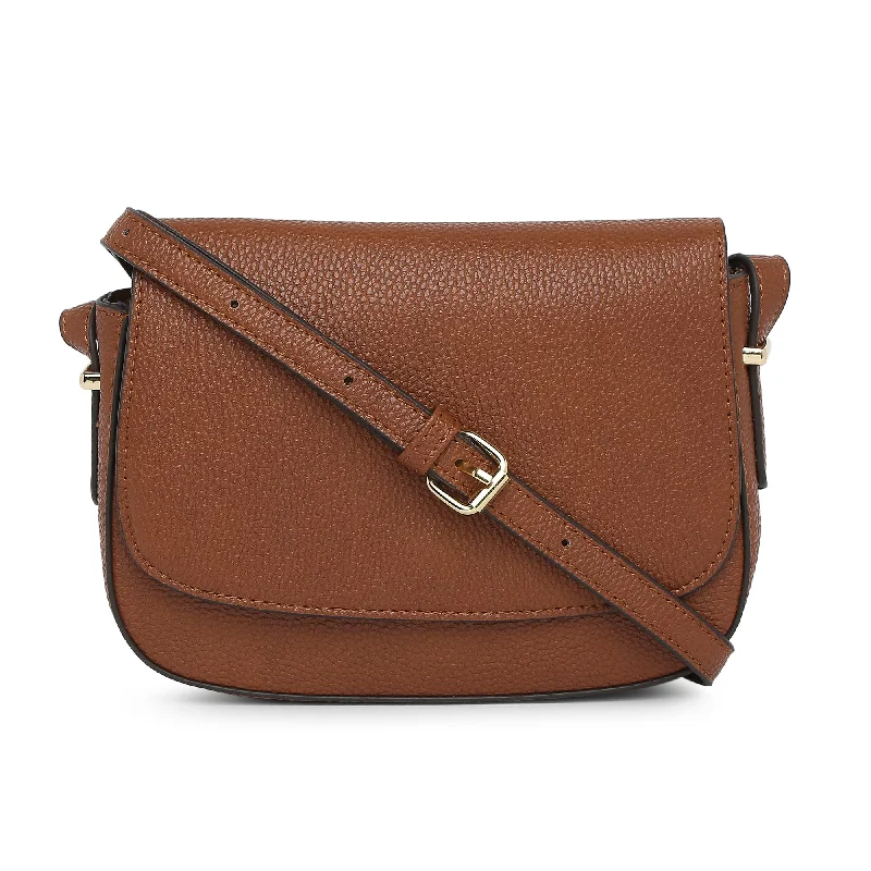 Accessorize London Women's Ruby Saddle Sling Bag-Tan