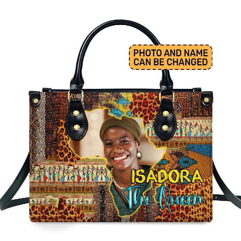 Africa Map Pattern - Personalized Leather Handbag SBLHBLN1101L