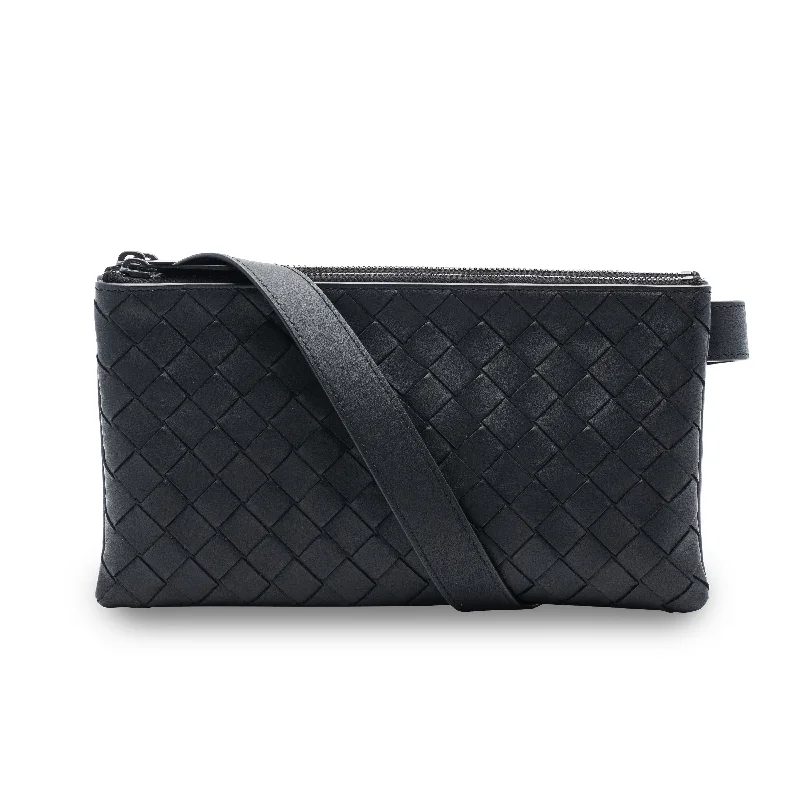 Bottega Veneta Intrecciato Black Leather Trio Bag 611240-Vcpq1-8984