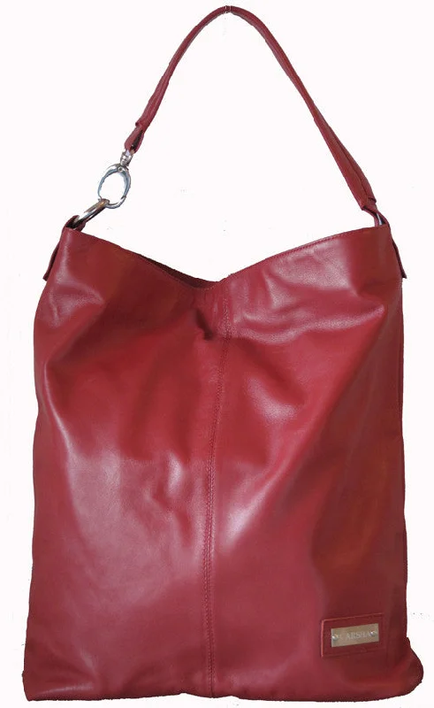 CARSHA "Chicago" Soft Leather Slouchy Shoulder Bag Red