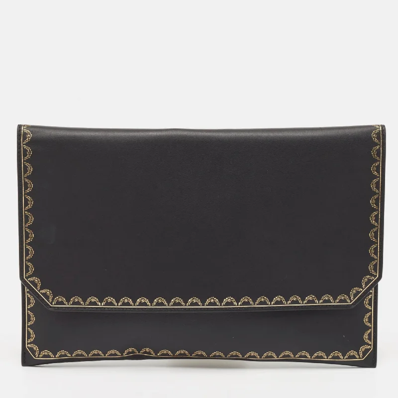 Cartier Black Leather Guirlande De Cartier Clutch