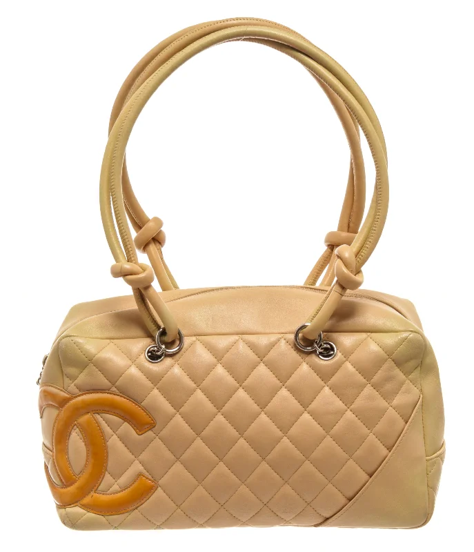 Chanel Beige Calfskin CC Square Shoulder Bag