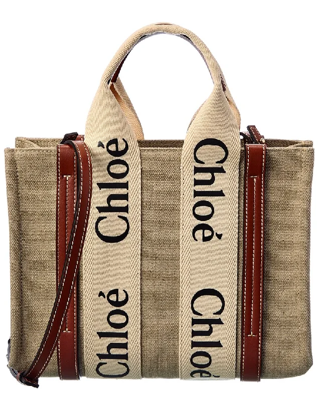 Chloé Woody Small Canvas & Leather Tote