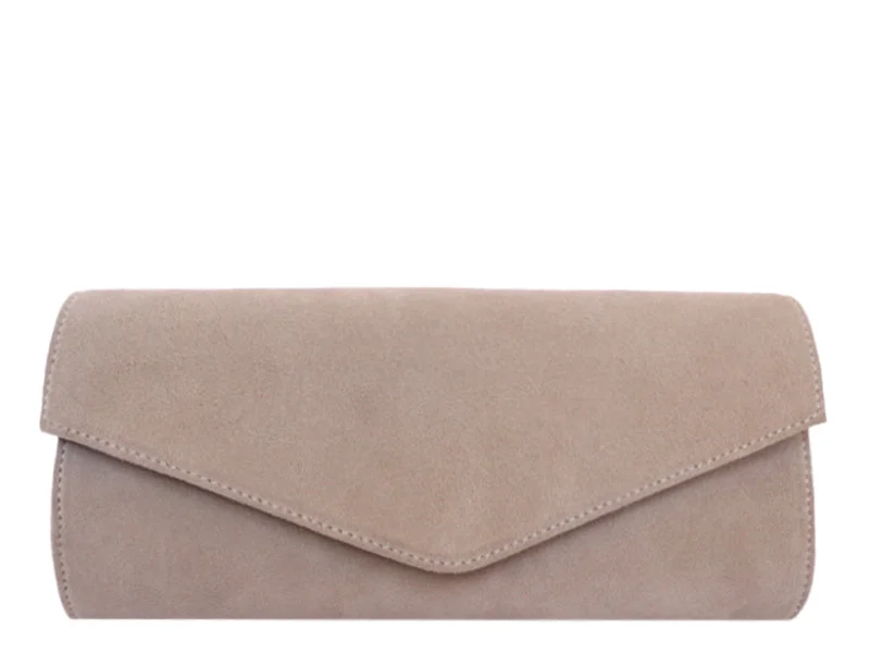 Clutch Handbag Suede - Beige