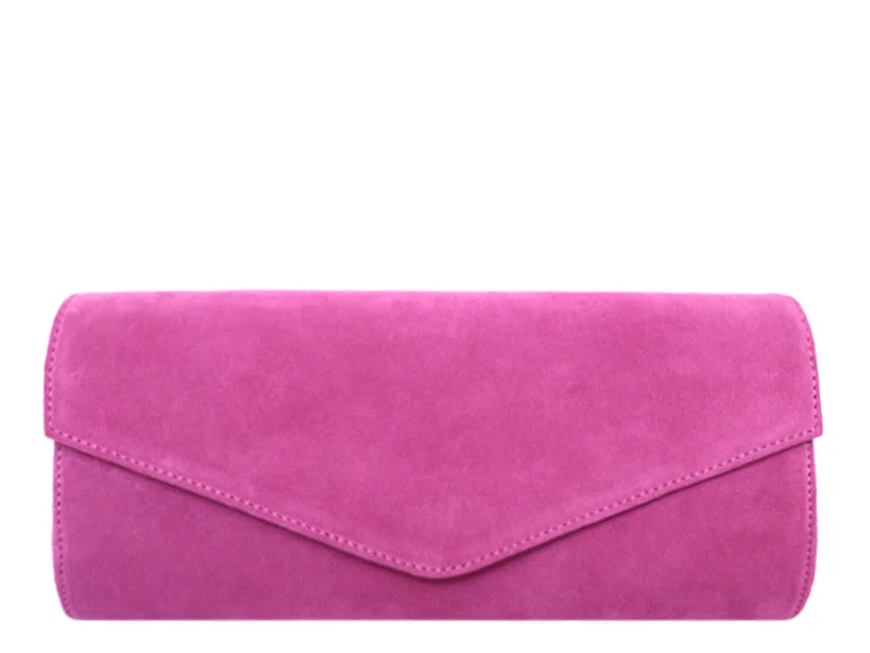 Clutch Handbag Suede - Fuchsia