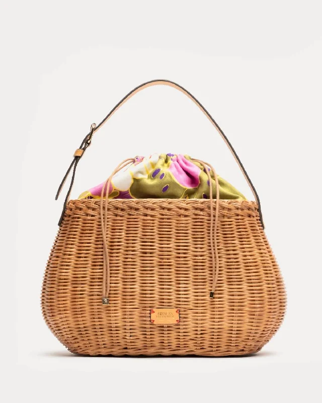 Delilah Hobo Wicker Bag In Toast