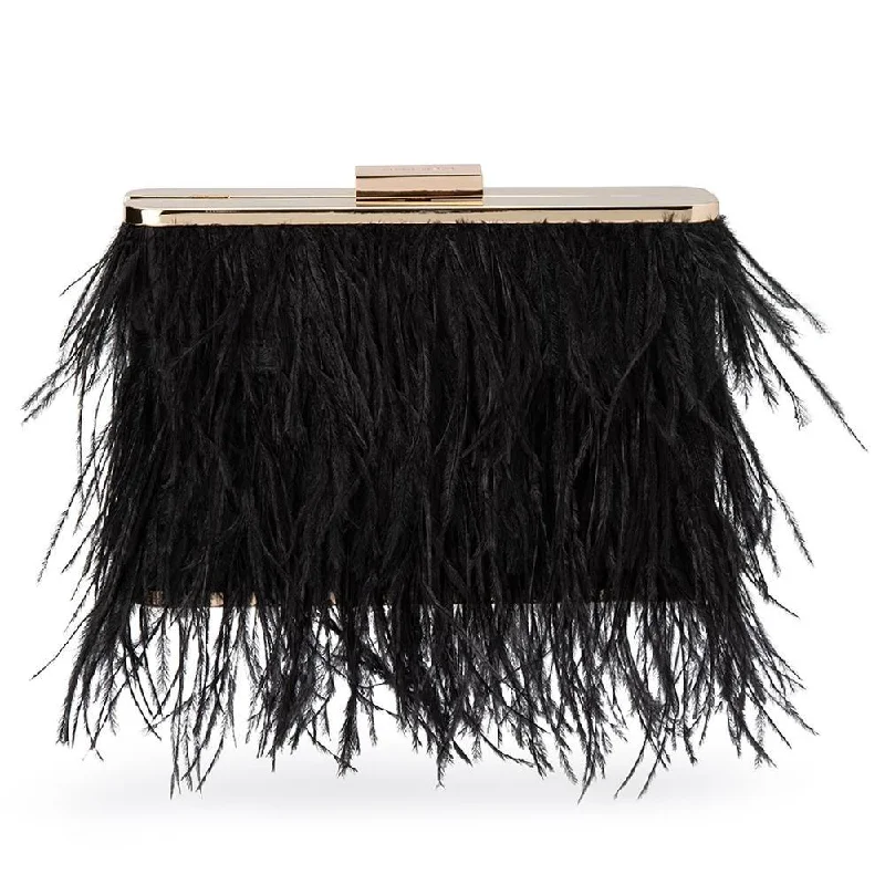 ESTELLE Black Feather Clutch