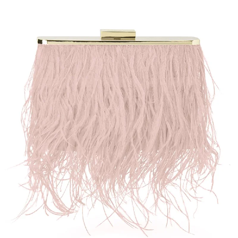 ESTELLE Pink Feather Clutch