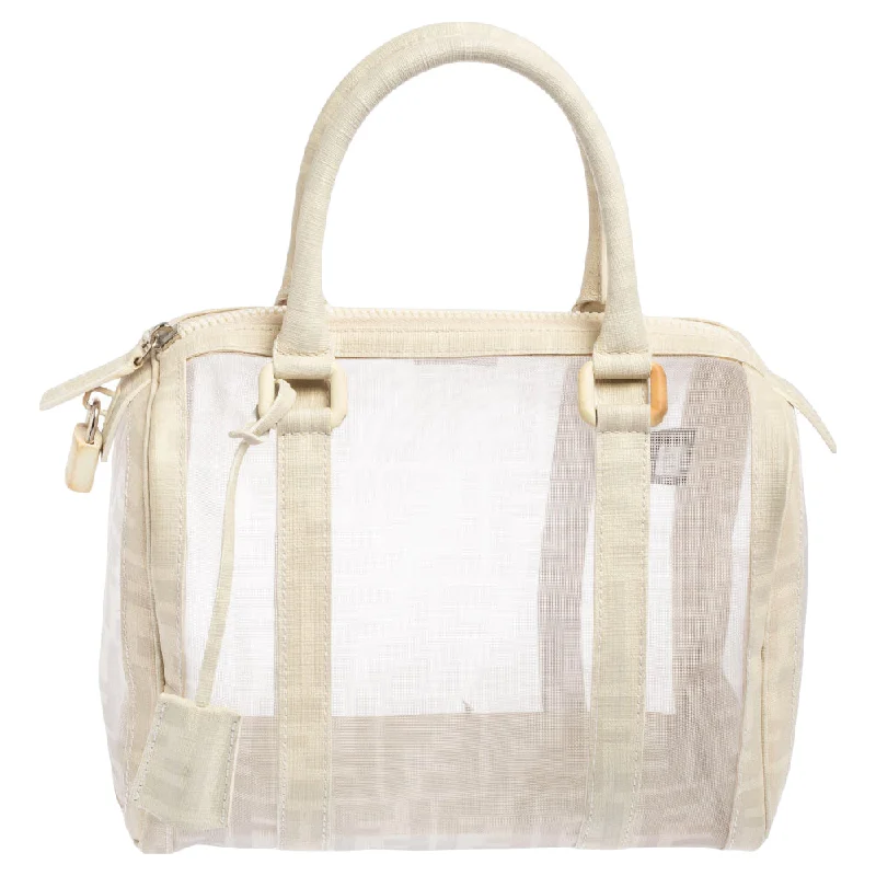 FendiZucca Mesh And Coated Canvas Bauletto Boston Bag