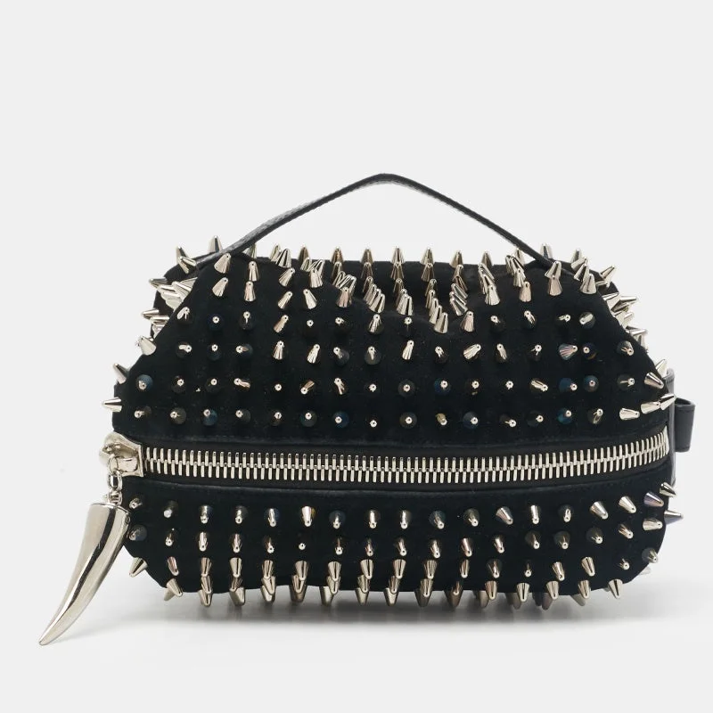 Giuseppe Zanotti Black Spiked Leather And Suede Clutch