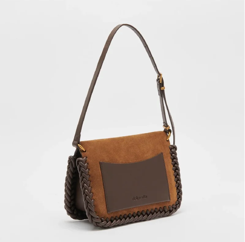 Harper Shoulder Bag In Brown Suede