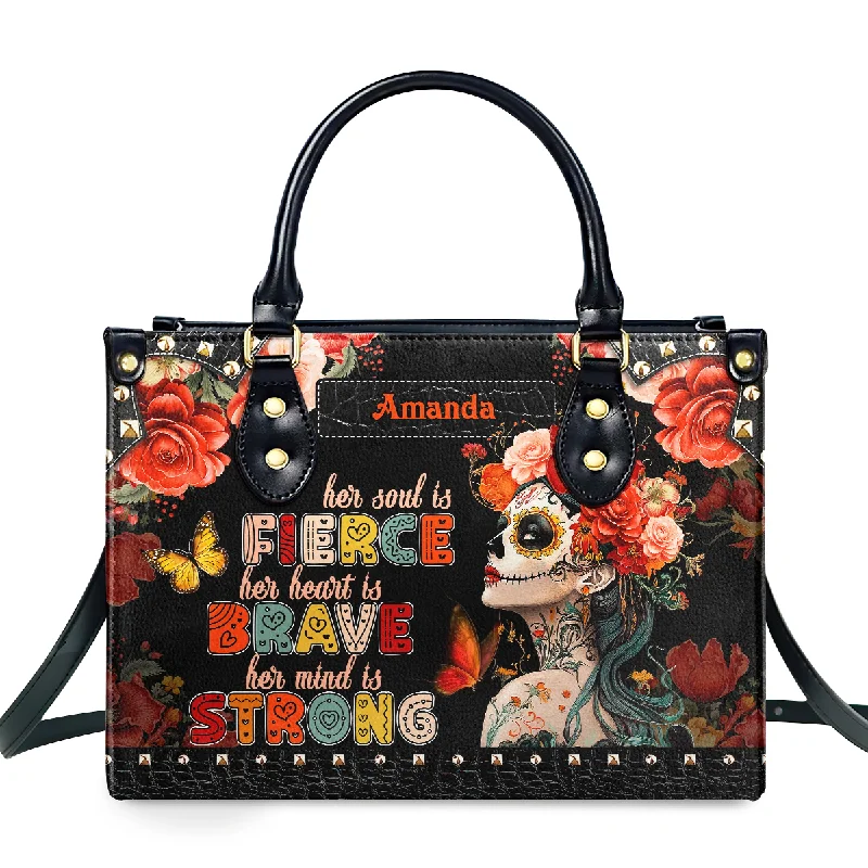 Her Soul Is Fierce - Personalized Leather Handbag SBLHBLM2626TA