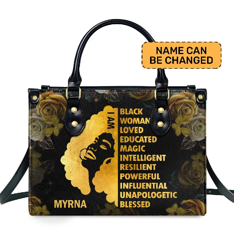 I Am Black - Personalized Leather Handbag STB05