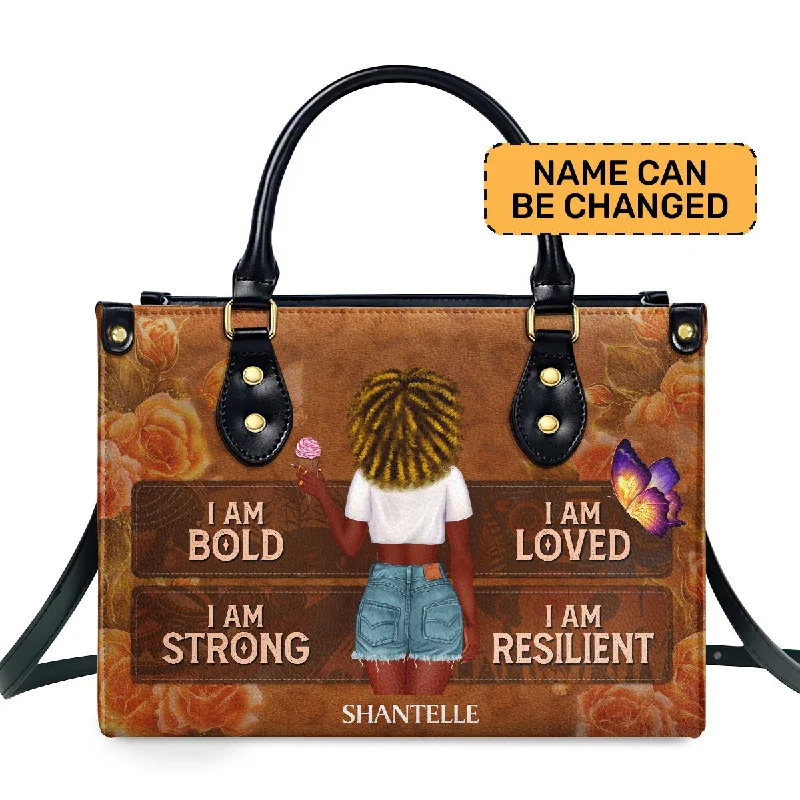 I Am BOLD - Personalized Leather Handbag STB42