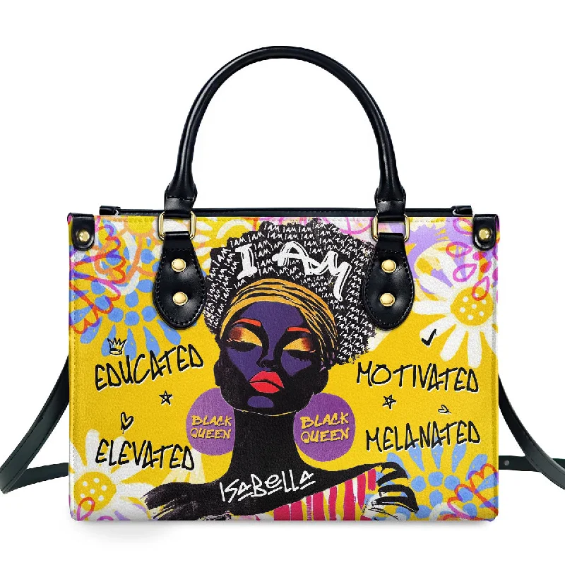 I Am Melanated - Personalized Leather Handbag SBLHBLL2398M