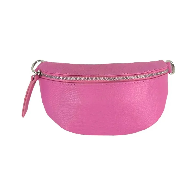 Leather Waist Bag In Bubblegum Pink