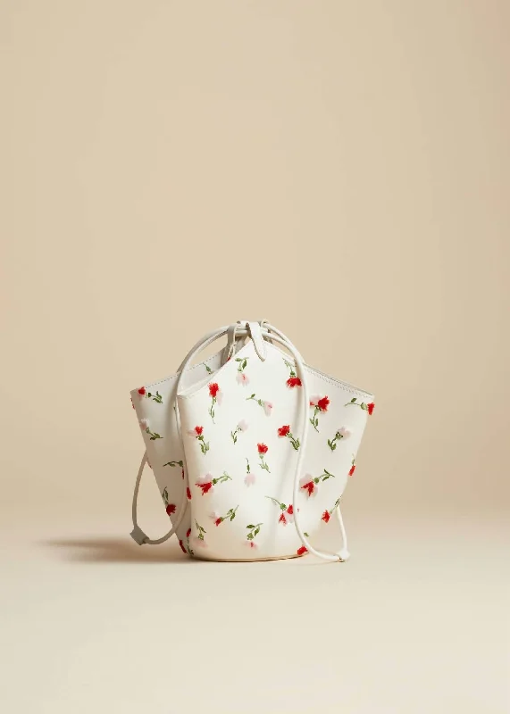 Lotus Drawstring Mini Bag In White Multi