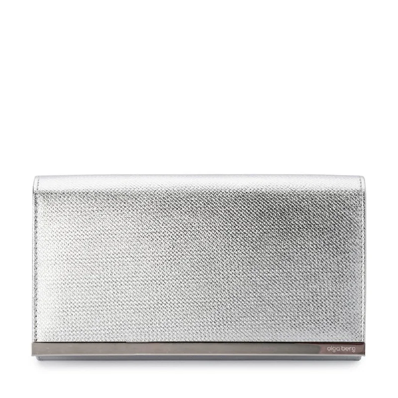 MADDIE Metallic Embossed Foldover Clutch