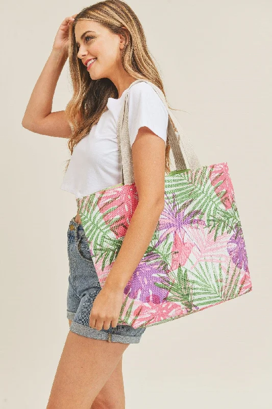 MB0136 Hand Drawn Tropical Beach Tote Bag