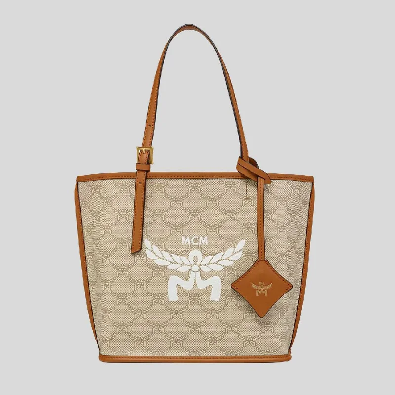 MCM Himmel Mini Shopper In Lauretos Oatmeal MWPESAC02I9001