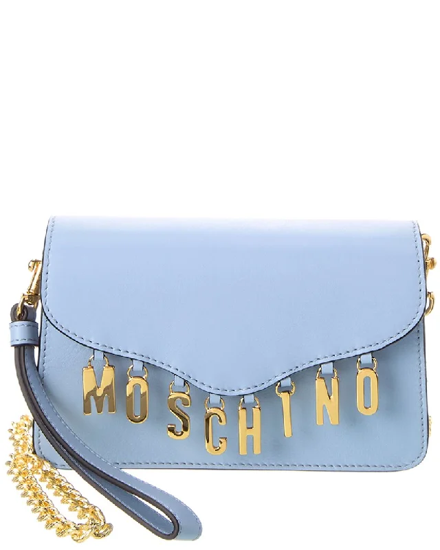 Moschino Lettering Logo Leather Shoulder Bag