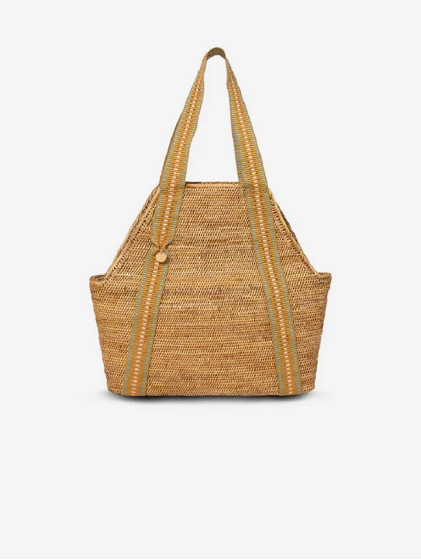 Poso Handwoven Atta Vegan Large Shopper Bag | Copper Stripe