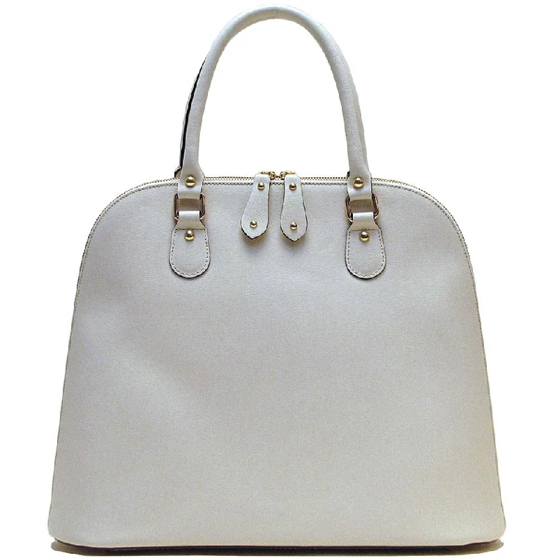 Floto Leather Ragazza Satchel Bag Ivory