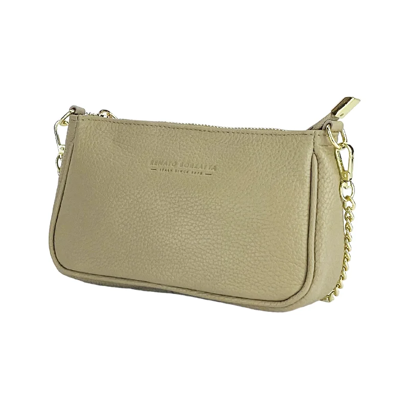 Renato Borzatta Small leather chain shoulder bag Taupe