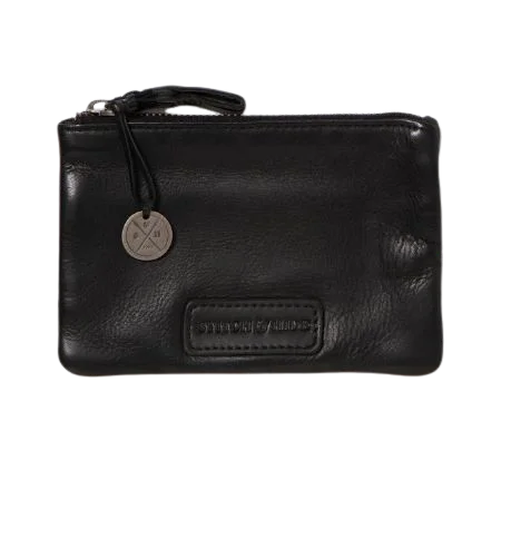 STATUS ANXIETY MELBOURNE WASHED LEATHER POUCH ZIP WALLET BLACK