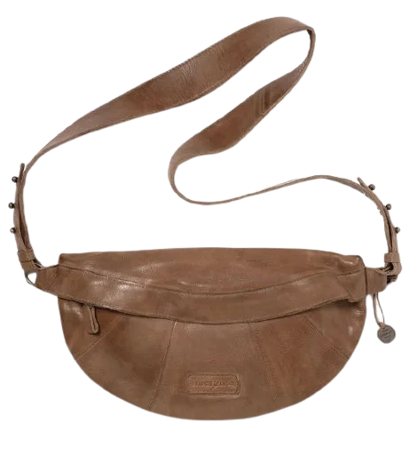 STITCH & HIDE WASHED LEATHER ST KILDA SLING/SHOULDER BAG TAUPE BROWN - FREE WALLET POUCH