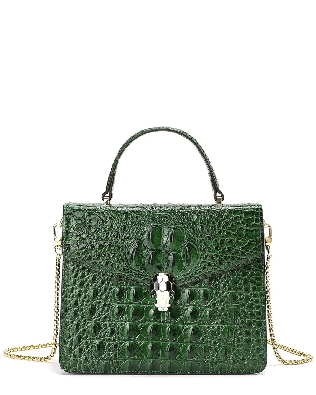 Tiffany & Fred Paris Alligator-Embossed Leather Top Handle Shoulder Bag