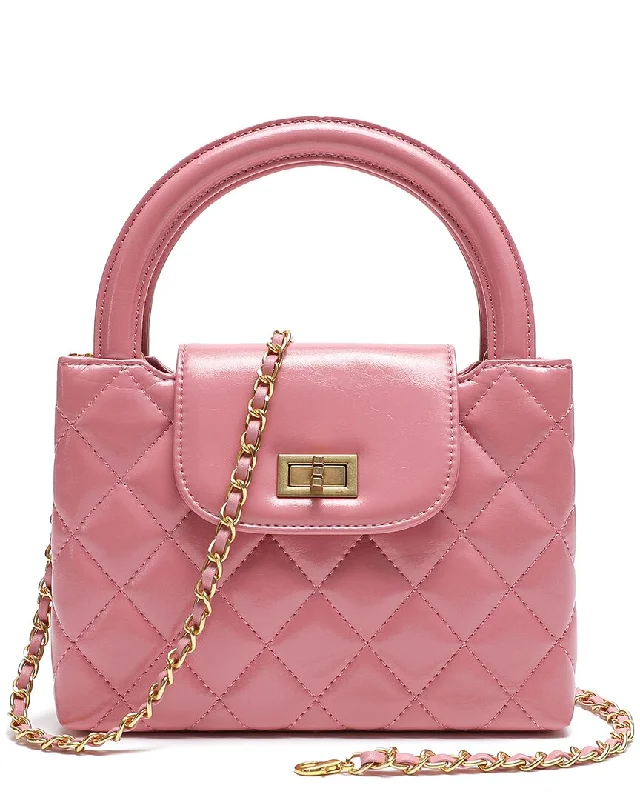 Tiffany & Fred Paris Quilted Leather Top Handle Shoulder Bag