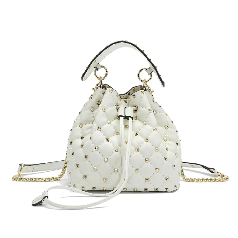 Tiffany & Fred Quilted Studded Lambskin Drawstring Shoulder Bag