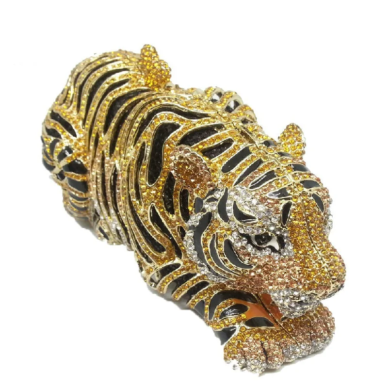 Tiger Rhinestone Evening Clutch Banquet  Party Bag