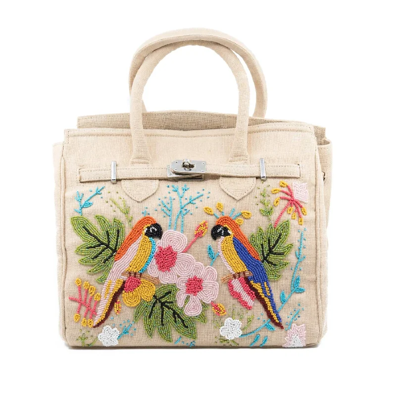 Tropical Vibes Beaded Tote In Multi