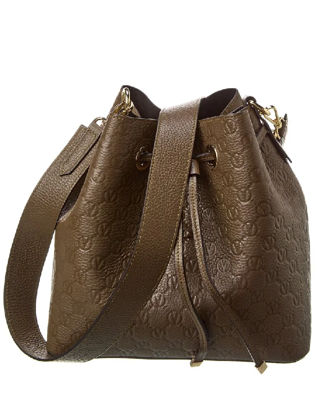 Valentino by Mario Valentino Karl Dollaro Monogram Leather Bucket Bag