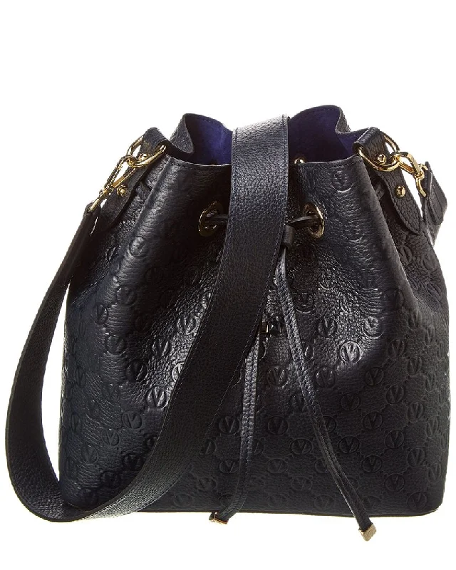 Valentino by Mario Valentino Karl Dollaro Monogram Leather Bucket Bag