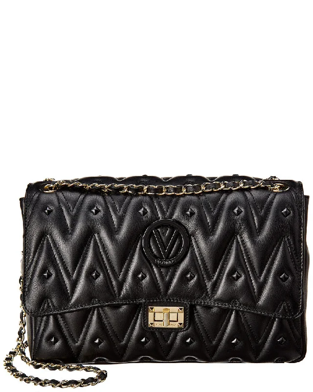 Valentino by Mario Valentino Posh D Sauvage Studs Leather Shoulder Bag, Black