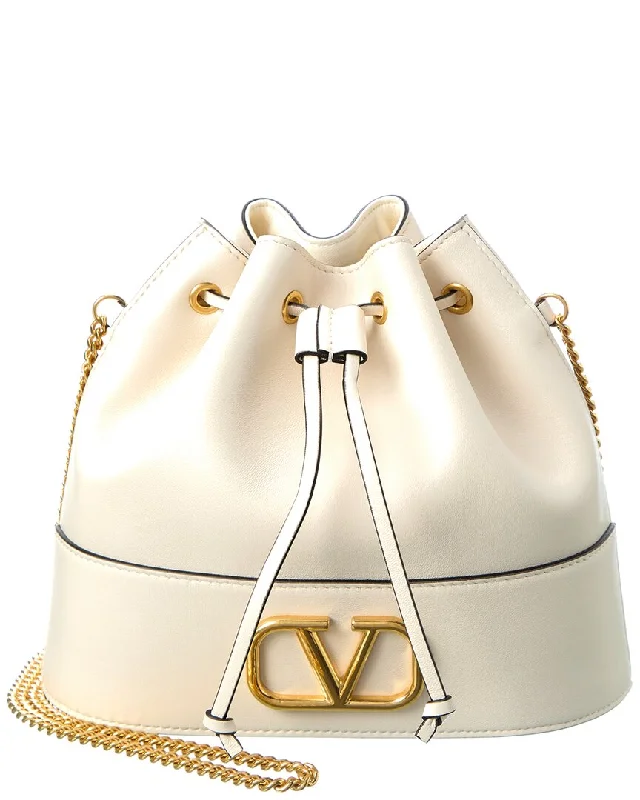 Valentino VLogo Leather Bucket Bag