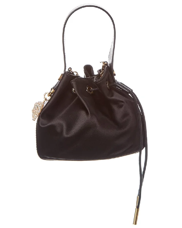 Versace La Medusa Charm Mini Satin & Leather Bucket Bag