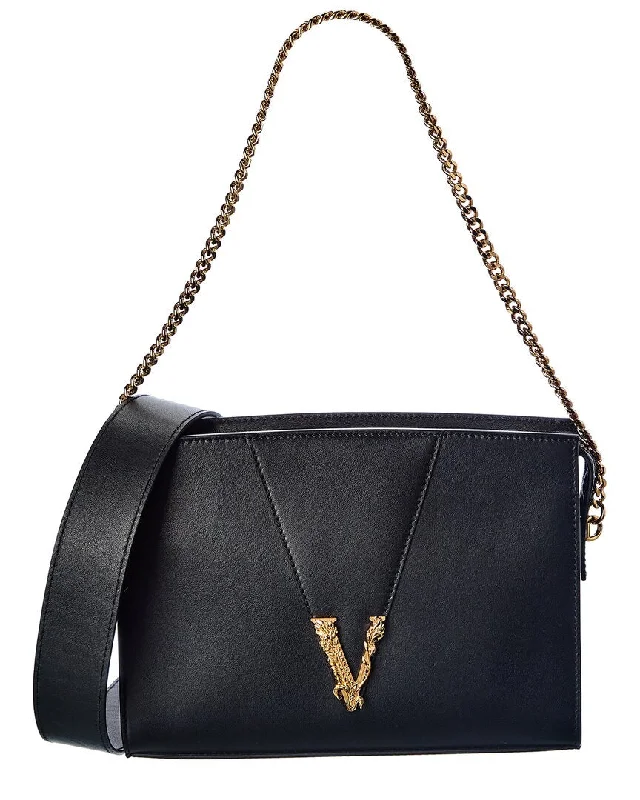 Versace Virtus Leather Shoulder Bag