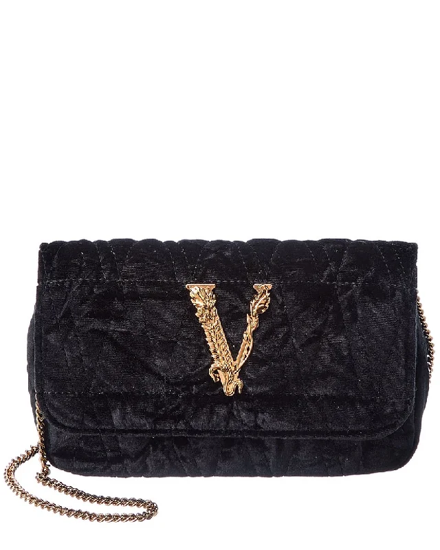 Versace Virtus Mini Velvet Shoulder Bag