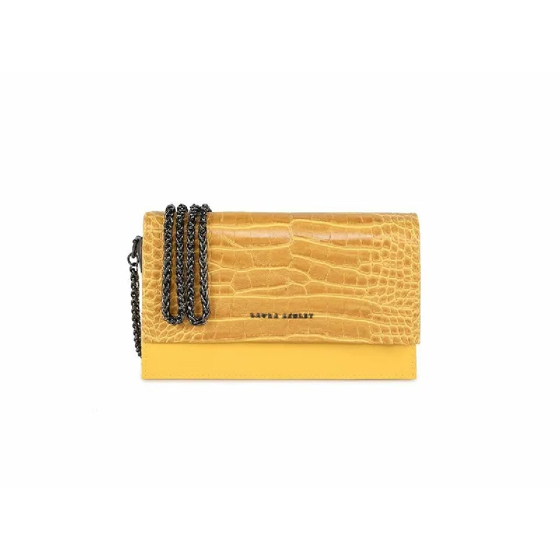 Laura Ashley Croc Chain Shoulder Bag Yellow