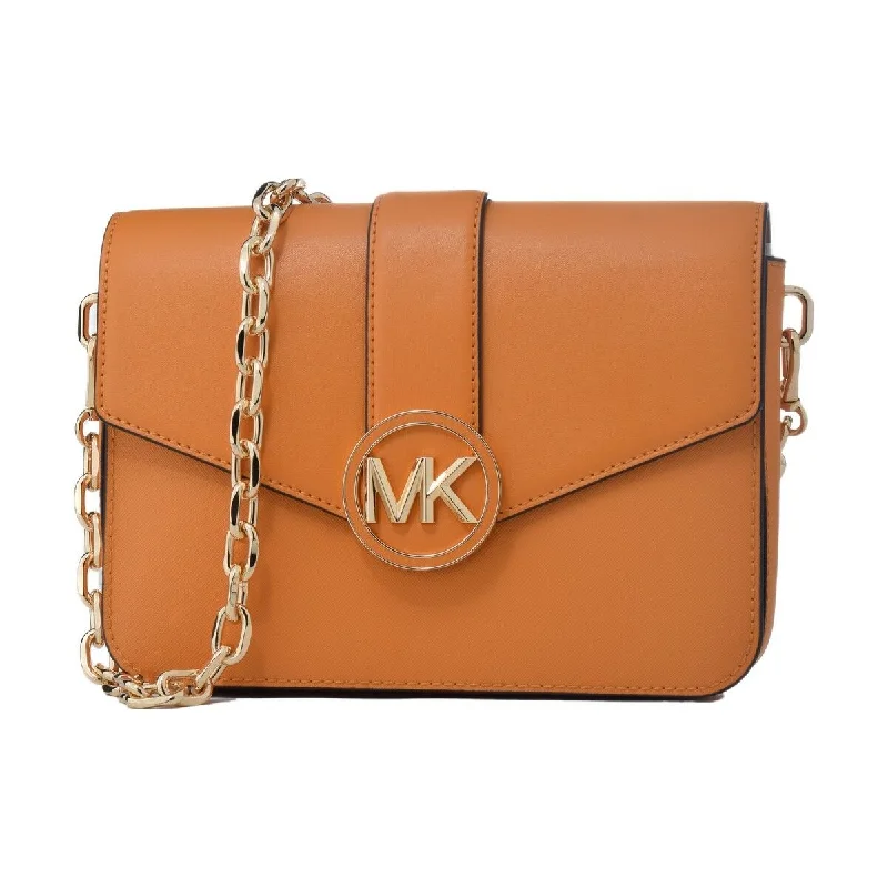 Michael Kors Logo Chain Shoulder Bag Honeycomb Orange