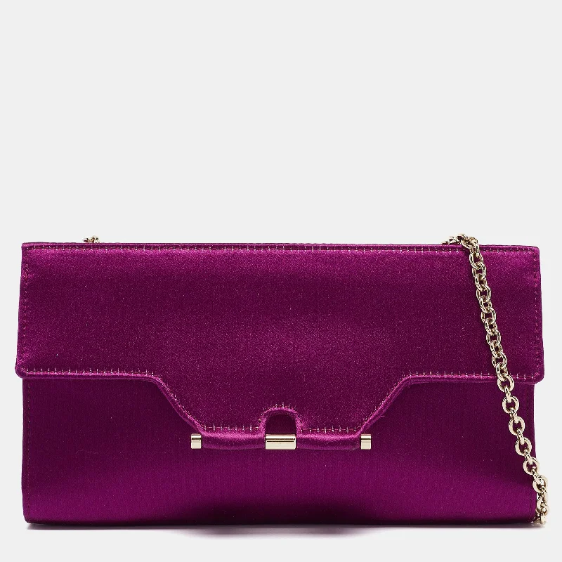 Yves Saint Laurent Purple Satin Chain Clutch